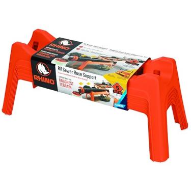 Imagem de Camco Kit de suporte de mangueira de esgoto Rhino Nesting RV | Configuração rápida e fácil | Estende em terreno irregular para drenagem estável e simples | (43072)
