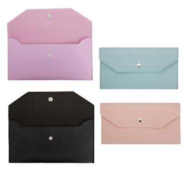 Imagem de cadupor 4 unidades de carteira de couro PU envelope para dinheiro – envelopes reutilizáveis para dinheiro, orçamento e organizador de dinheiro (preto, roxo, rosa, azul claro), Multicor, Estilo moderno