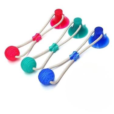 Imagem de Brinquedo Mordedor Interativo Corda Para Caes Cachorro Pet Cabo de Guerra Com Ventosa Gruda no Chao