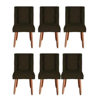 Imagem de Kit 6 Cadeiras Sala de Jantar Cozinha Estofada Paris Reforçada Suede -