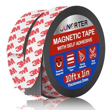 Imagem de Junarter Rolo de fita magnética, tiras magnéticas, 2 rolos (10 pés x 1 pol.) Tiras de fita magnética adesiva com suporte adesivo, tiras magnéticas flexíveis, fita adesiva magnética para geladeira, DIY