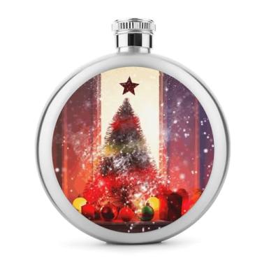 Imagem de Cantil de aço inoxidável, estampa de festa de Natal, clássico, cantil, garrafa de viagem, portátil, garrafa de metal