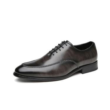 Imagem de Sapato social masculino vintage bico fino Oxford estilo britânico formal para jovens cavalheiros e formatura, Cinza, 38