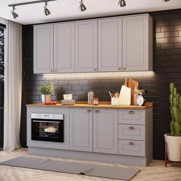 Imagem de Cozinha Modulada 200cm para Forno de Embutir com Tampo 8 Portas 3 Gave