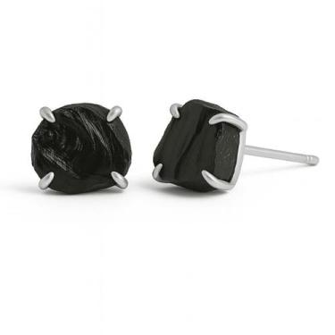 Imagem de Brinco Tarraxa Obsidiana Negra - Cristal Natural, Prata 925