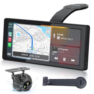 Imagem de Tela Carplay para carro, tela sensível ao toque portátil de 9,26 polegadas, estéreo veicular com carplay sem fio e Android Auto, câmera de reserva, navegação GPS, suporta Bluetooth, Airplay/link