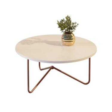 Imagem de Mesa de Centro JB 8006 Luxo Off White Pe Bronze - Moveis JB