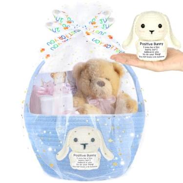 Imagem de MOVOLIVI Cesta De Páscoa Personalizada Com Coelhinho Crochê Positivo E Sacolas Presente Fitas, Boneca Fofa, Bolsa Pelúcia, Armazenamento Ovos Vazios Para Crianças, Meninos Meninas, Presentes, Decora