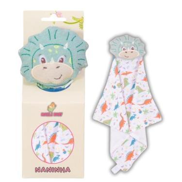 Imagem de Naninha Para Bebê Porta Chupeta Bichinhos - Criativa, Dino Verde