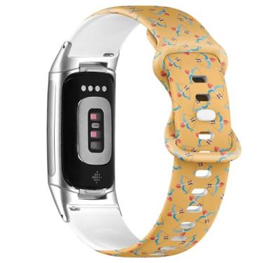 Imagem de Pulseira de silicone macio compatível com Fitbit Charge 5 / Fitbit Charge 6 (flecha com arco Cupido do Dia dos Namorados) para mulheres e homens