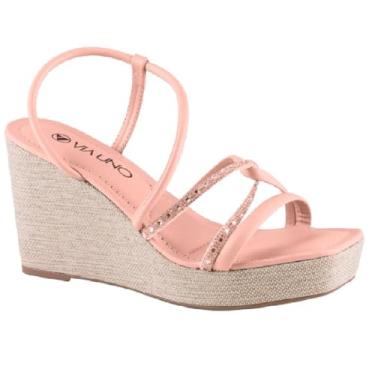 Imagem de Sandalia Via Uno Plataforma Tiras Brilho Ref 608045ssavv Nude/rose/rose 035