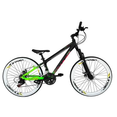 Imagem de Bicicleta Aro 26 Vikingx Tuff X44 Preto/Verde Alumínio 21v Freio a Disco Rodas Vmaxx Branco