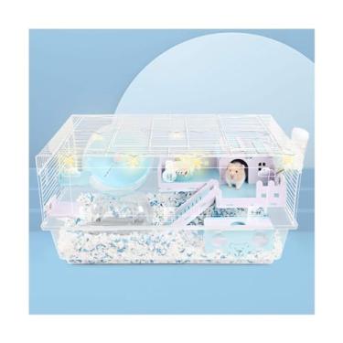Imagem de Gaiola de hamster de 47 cm gaiola de acrílico para ratos transparente habitat de hamster com acessórios azuis habitat para animais de estimação pequenos habitat porquinho-da-índia Villa