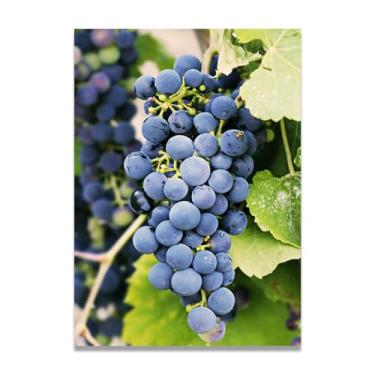 Imagem de LKXGRRSFG A Bunch Of Grapes Seasonal Fruit & Real-Photographed Landscape Canvas Art – Decoração fresca para sala de estar e sala de jantar 50 x 70 cm sem moldura