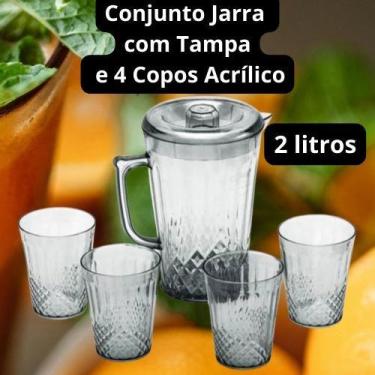 Imagem de Conjunto Jarra com 4 Copos Acrílico - TOP RIO