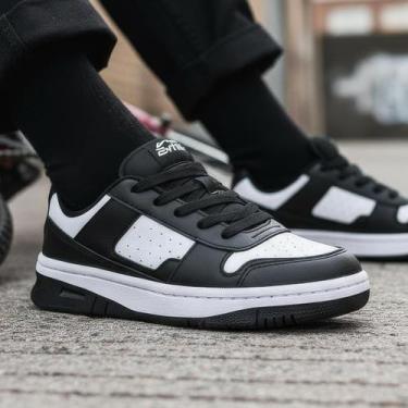 Imagem de Tênis Casual 2keep Conforto 606368 Unissex, Preto, Branco, 41