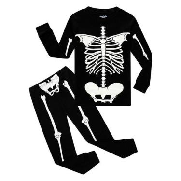 Imagem de Pijamas Family Feeling Skeleton Halloween 100% algodão para crianças