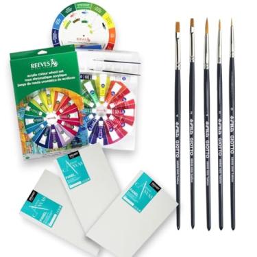 Imagem de Kit Pintura Reeves Artística Tinta Acrílica Pincel Tela Gode