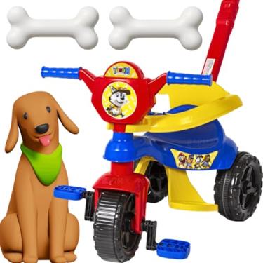 Imagem de Carrinho de passeio infantil andador bebe didatico de empurrar com pedal haste proteção removivel totoka motoca menina menino velocipede triciclo brinquedo de atividades (Azul)