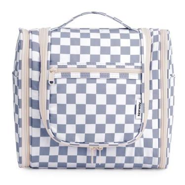 Imagem de Bolsa de higiene pessoal de viagem Narwey Checked para mulheres (25 cm