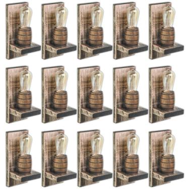 Imagem de Kit 15 Arandelas Barril Delenha Decor Madeira Maciça Rústico