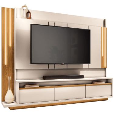 Imagem de Estante Painel para TV 75 Pol com LED Mound B01 Off White Cinamomo - Lyam Decor