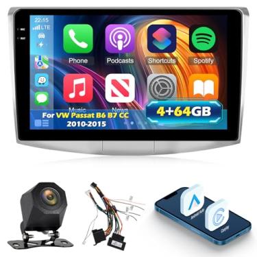 Imagem de 4G + 64G Android 15 estéreo automotivo para VW Passat B6 B7/Magotan CC 2010 2011 2012 2013 2014 2015 - Carplay sem fio/Android Auto - Rádio touchscreen de 10 polegadas com EQ/5GHz WiFi/GPS/SWC, câmera