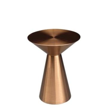 Imagem de Mesa de centro de design simples moderna de aço inoxidável escovado de titânio pequena mesa de centro personalizada leve luxo quarto pequeno apartamento sofá mesa de canto minimalista mesa lateral