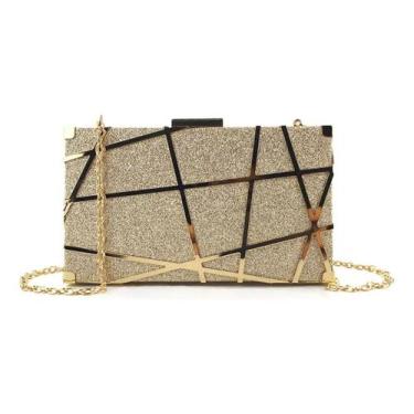 Imagem de Bolsa Feminina Clutch Brilhante Alça De Corrente Luxuos Chic - Alwy