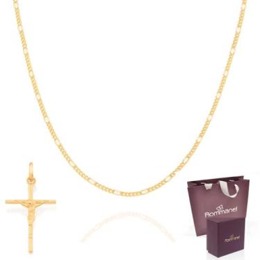 Imagem de Cordão Rommanel Tamanho 60cm Com Pingente Corrente Banhada A Ouro 18k 