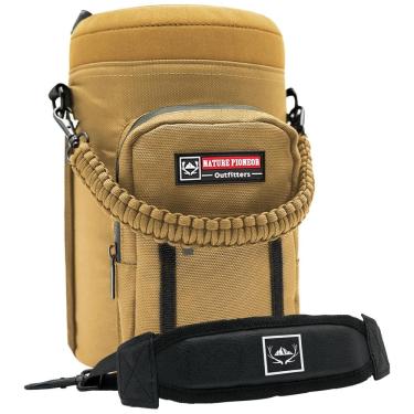 Imagem de Bolsa Térmica para Garrafa 1L com Alça para Transporte e Bolsos, Garrafa não incluída, NATURE PIONEOR, Marrom