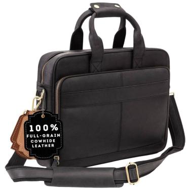 Imagem de Bolsa Maleta de Couro Masculina para Laptop, LUXORRO SA 1, Preto