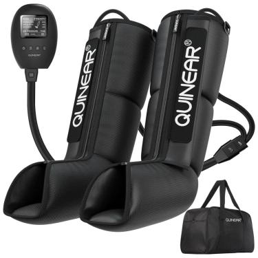 Imagem de Massageador Elétrico de Compressão para Pernas e Pés com 3 Modos e 3 Intensidades, Bivolt, QUINEAR QN 070A, Preto