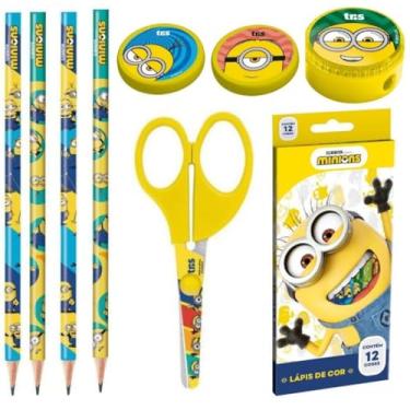 Imagem de Kit Escolar Infantil com Lapis, Borracha, Apontador, Lapis de Cor e Tesoura Personagem MN