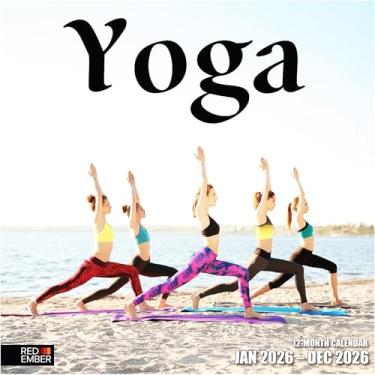 Imagem de RED EMBER Calendário de parede Yoga 2026 12 meses | 30,5 cm x 61 cm aberto | Papel grosso e resistente | Presente | Calendário 2026