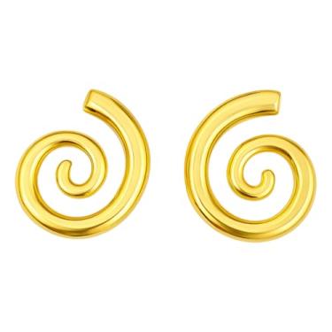 Imagem de AURUM SEMIJOIASM Brincos Espiral / Caracol Dourados, Folheados a Ouro, Design Geométrico, Estilo Moderno, Feminino, Para mulheres de Bom Gosto e Personalidade, Presente Mãe, Esposa, Namorada, 3cm x 2,7cm, Semijoias Finas, Casual e Elegante.