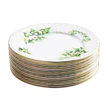 Imagem de Lata de lixo Prato de jantar de cerâmica para uso doméstico, disco de sobremesa, prato de jantar frontal branco Phnom Penh, prato plano, conjunto de 10 pacotes