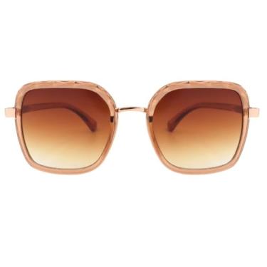 Imagem de Óculos de Sol Quadrado Grande Premium Cristal Classico Retrô Blogueira UV400 Feminino - Modelo Hilton - Cacife Brand (Rose)