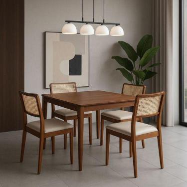 Imagem de Kit 4 Cadeiras De Jantar Isa Estofada Em Madeira Maciça Bz - Bz Home D