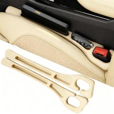 Imagem de YLXGT Organizador universal de enchimento de lacunas de assento de carro para carro, SUV, caminhão, acessórios, bloqueador de plugue de lacuna de assento com compartimento de armazenamento bege