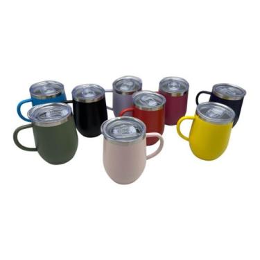 Imagem de Novidade Copo De Café 350 ml Isolado Com Alça,tampa de acrilico Aço In