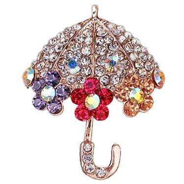 Imagem de Broche de guarda-chuva de strass para mulheres, broche de lapela decorativo para roupas, cachecóis e chapéus, material presente para festivais e ocasiões especiais