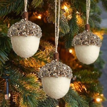 Imagem de 2 peças de enfeites de bola de feltro, decorações de bola pendurada em árvore de Natal, adequado para decorações de festas de Natal