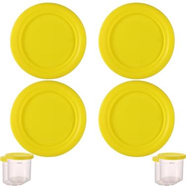 Imagem de 4 peças de tampas para copos de sorvete, recipiente redondo de silicone de 11,5 cm de diâmetro, acessórios para tampa de armazenamento de alimentos, peça de substituição para cafeteira Ninja Creami