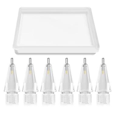 Imagem de Pontas de lápis de substituição compatíveis com Apple Pencil, pontas de metal duráveis para iPencil, acessórios compatíveis com iPad Pro/Pencil Pro/USB-C/ 1ª geração/2ª geração (6 peças, transparente