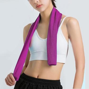 Imagem de Toalhas refrescantes (101,6 cm x 30,5 cm), toalhas refrescantes para pescoço e rosto, toalha de ginástica para malhar, toalha de gelo respirável macia para ioga, esportes, corrida, golfe, rosa