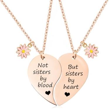 Imagem de Colar para 2 - Colar de coração combinando com pingente de melhores amigos, conjunto de 2 presentes de aniversário, One Size, Aço inoxidável, Sem Pedra Preciosa