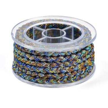 Imagem de 1 rolo de fio de nylon trançado de 12 camadas 5 mm material de fio de nylon redondo colorido cordão trançado para colar faça você mesmo, pulseira, joias, artesanato feito à mão, 2,19 a 3,28 m (2 a 3 m