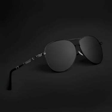 Imagem de Óculos de sol polarizados para homens e mulheres, aviador, oval, vintage, para dirigir golfe, Preto/cinza