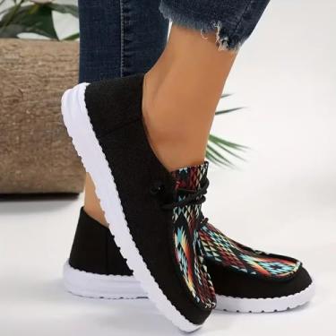 Imagem de Tênis de caminhada unissex antiderrapante de cano baixo - Calçado casual plataforma macia tamanhos grandes, Preto, 37